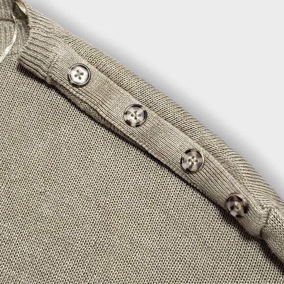 Tahari 100% Linen Drop Shoulder Boxy Sweater Bronze Brown Sz Lg Neutral Minimal - Picture 5 of 11